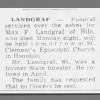 Obit Maximilian Friedrich Landgraf