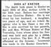 Caroline Margaretha Bieber obit