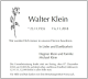 Traueranzeige Walter Klein 2018