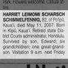 Obit Harriet Leimomi Scharsch