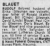 Obit Rudolph Blauet