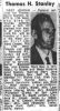 Thomas H Stanley Obit Aug 23 1969 Deseret News pg 17