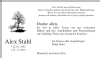 Danksagung Alex Stahl 1933-2015
