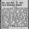 Mr and Mrs William Molteno Holt Give Birthday Dinner attended by M/M Duncan M Thompson Sr