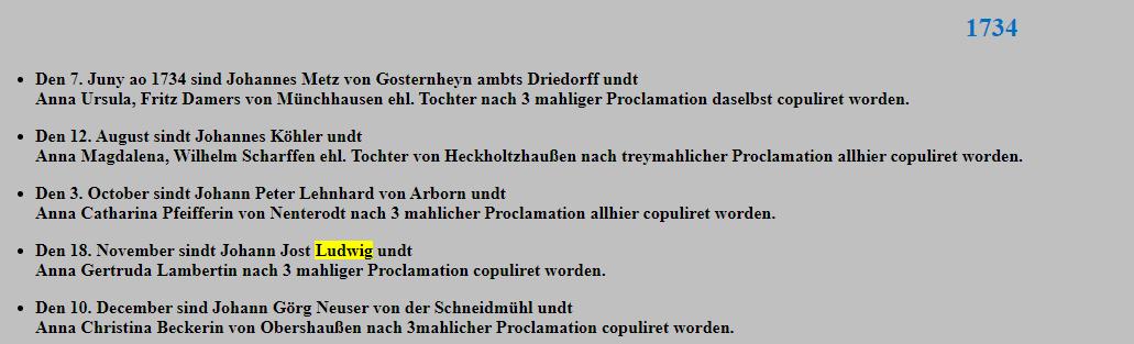 Marriage Record Ludwig-Lambert 1734